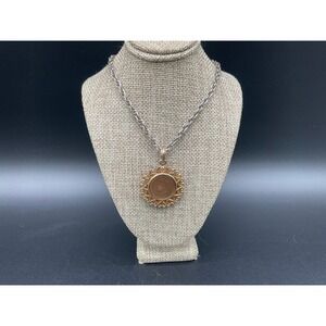 Vintage WLP 1908 Indian‎ Head Penny Necklace Coin Pendant Heart Filigree
